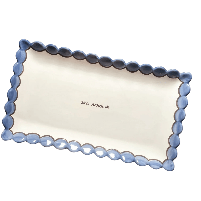 Hand-Painted "The ranch” Scalloped Tray