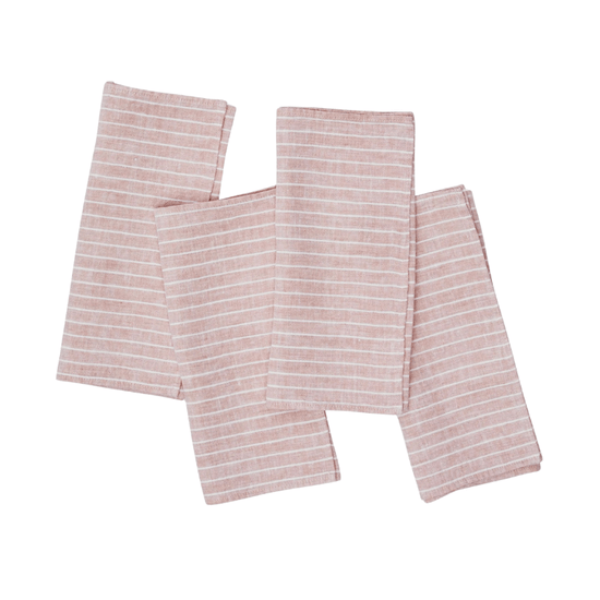 Linen Napkin Pine Stripe Pink - Set of 4