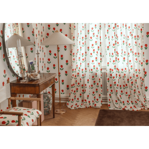 Child's Viola Flower Print Multi Tape Curtains | Set of 2