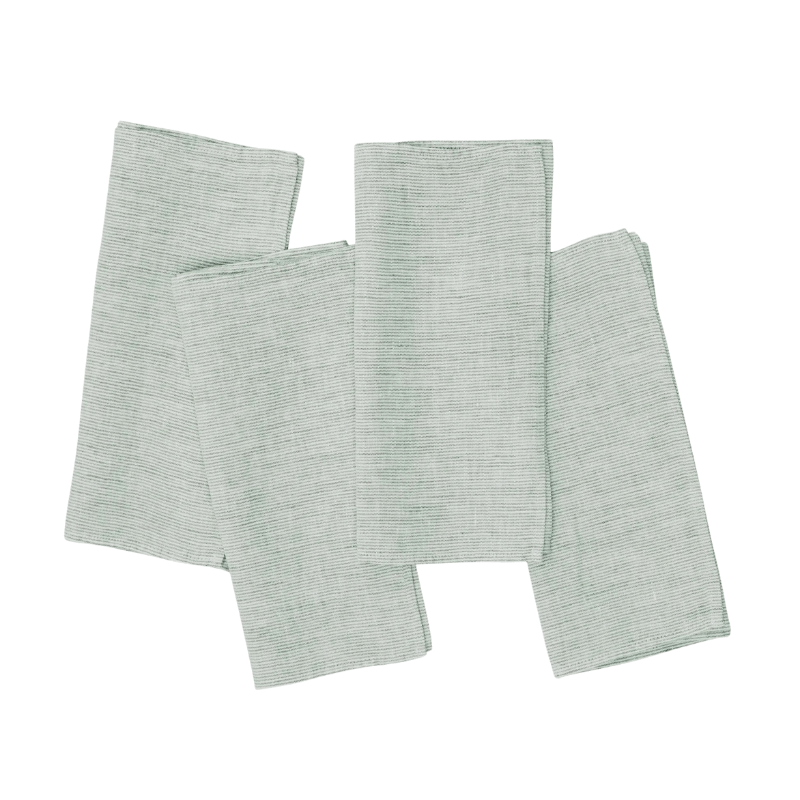 Linen Napkin Micro Stripe Green - Set of 4