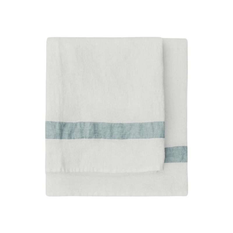 Linen waffle Towel - Blue Stripe