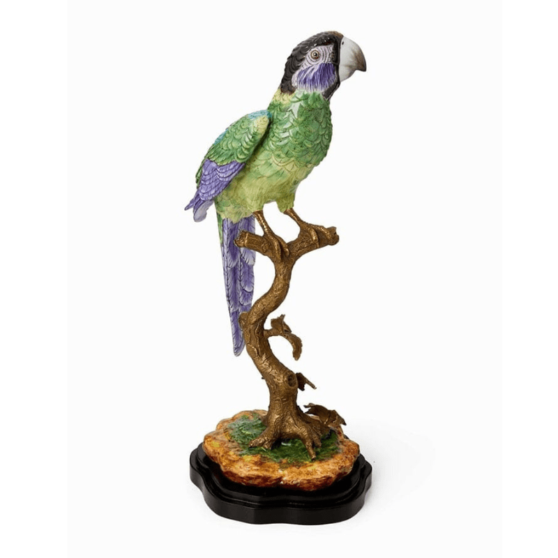 Porcelain parrot on a stand | Left