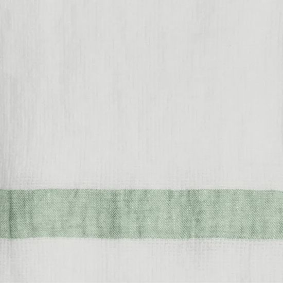 Linen Waffle Guest Towel - Green Stripe