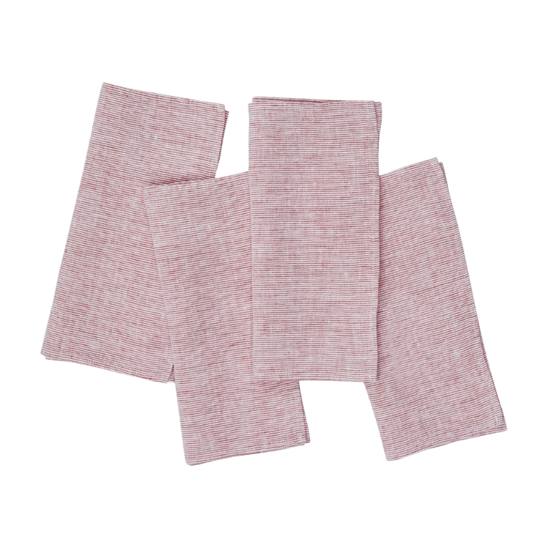 Linen Napkin Micro Stripe Red - Set of 4