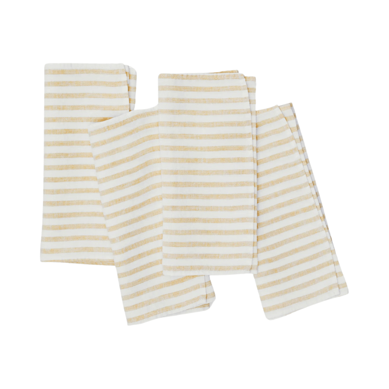 Linen Napkin Breton Stripe Yellow - Set of 4