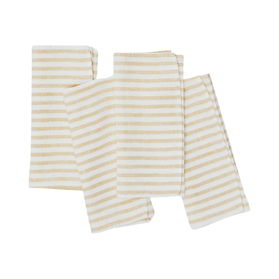 Linen Napkin Breton Stripe Yellow - Set of 4