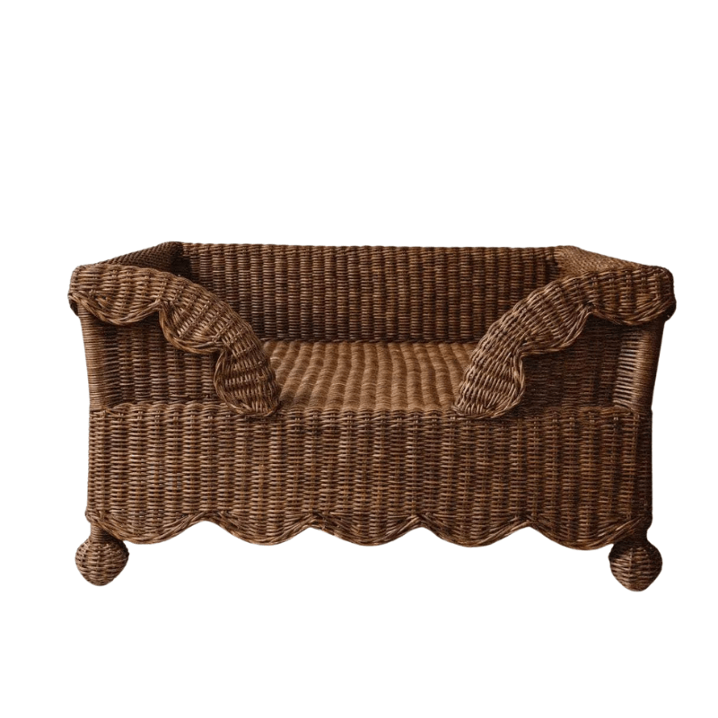 Ziggy Scalloped Rattan Dog Bed