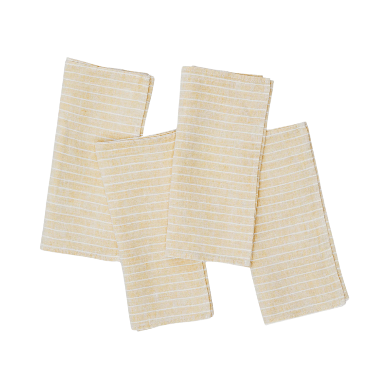 Linen Napkin Pine Stripe Yellow - Set of 4