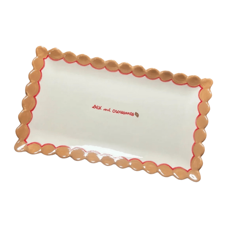 Hand-painted “Sex And Croissants” Scalloped Tray