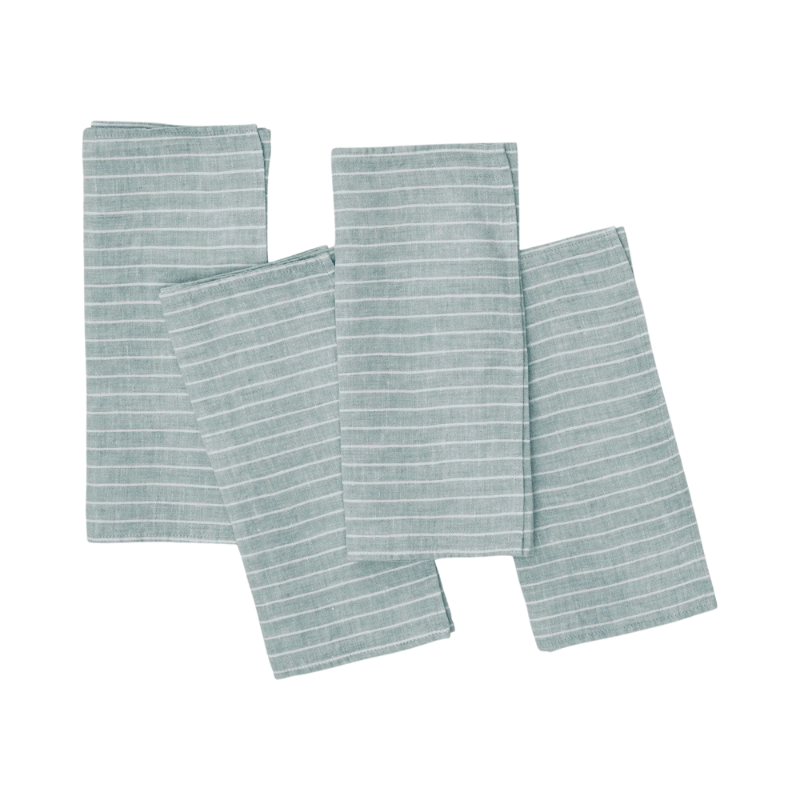 Linen Napkin Pine Stripe Blue - Set of 4