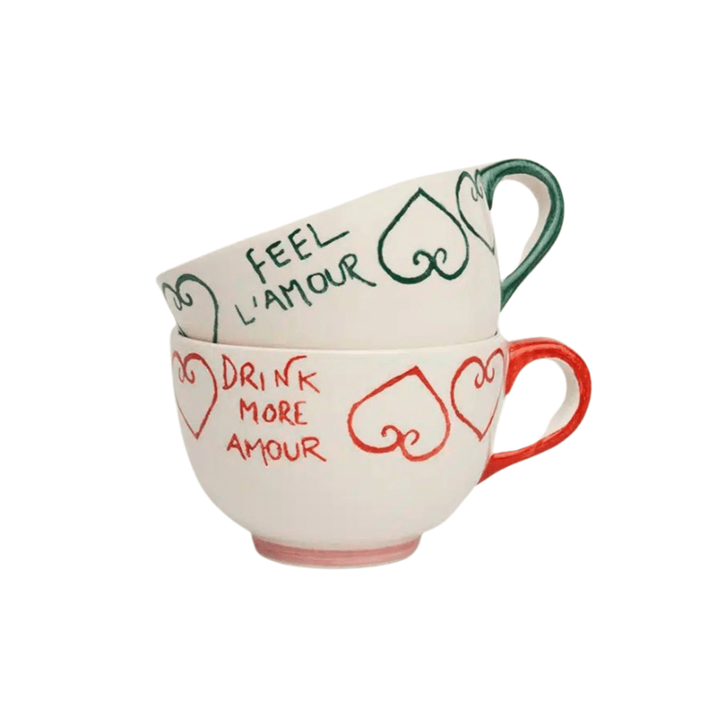 Set Of Two L'Amour Mugs