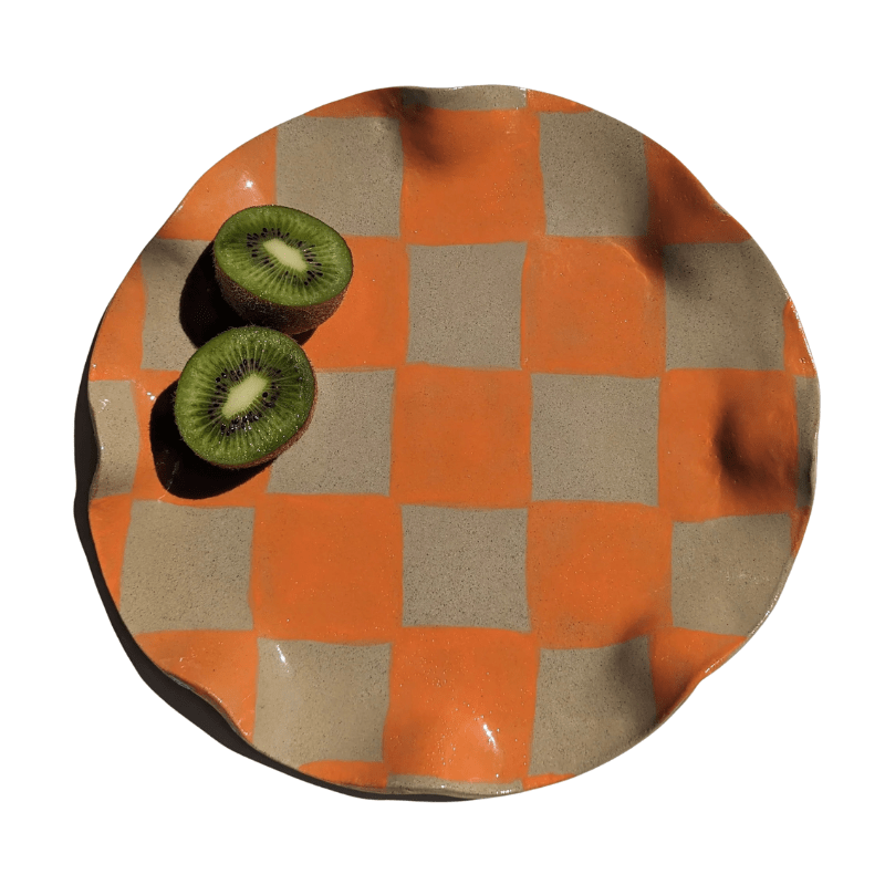 Orange Wavy Check Serving Platter