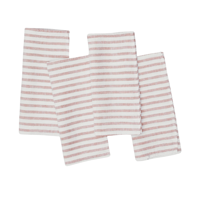 Linen Napkin Breton Stripe Pink - Set of 4