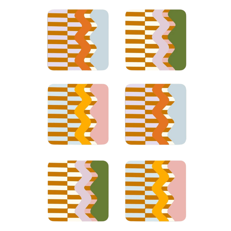 Wiggle and Stripe Coasters (Set of 6)