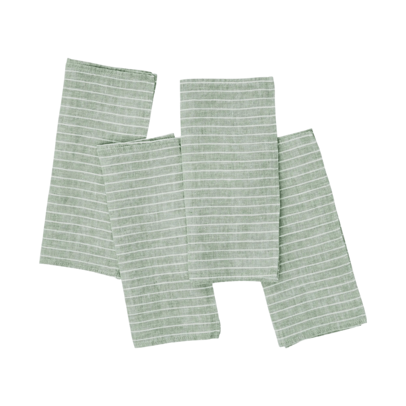 Linen Napkin Pine Stripe Green - Set of 4