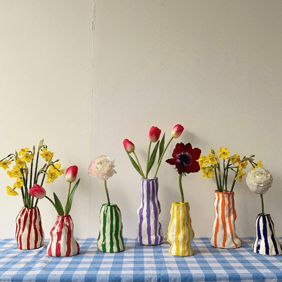 Turquoise Candy Stripe Vase