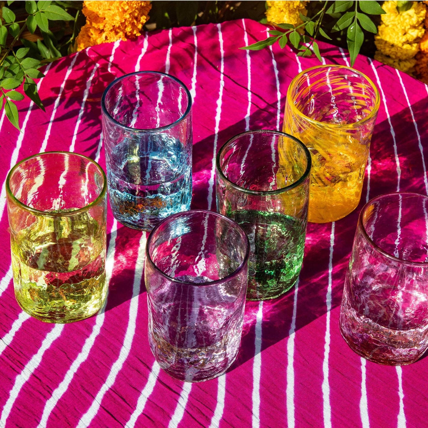 Rainbow Recycled Handblown Glass Tumblers | Set of 6