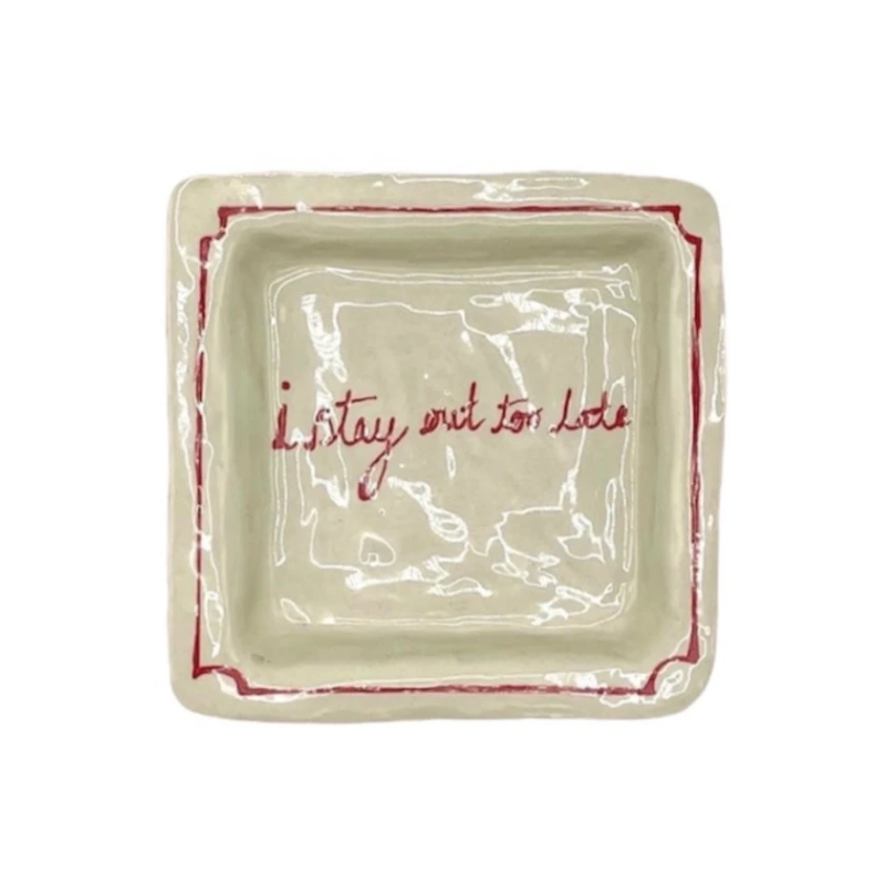 I Stay Out Too Late Trinket Tray Vintage Red