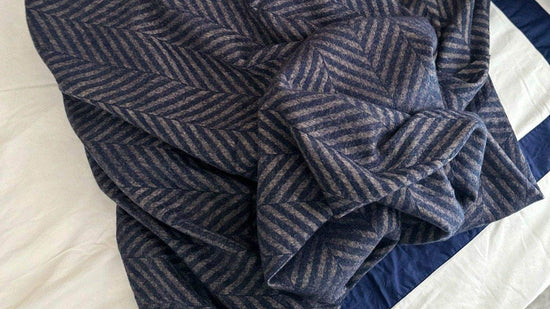 Chevron Chic Alpaca Throw - Navy