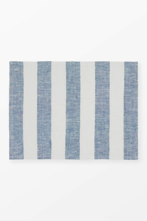 Striped Linen Placemat Blue