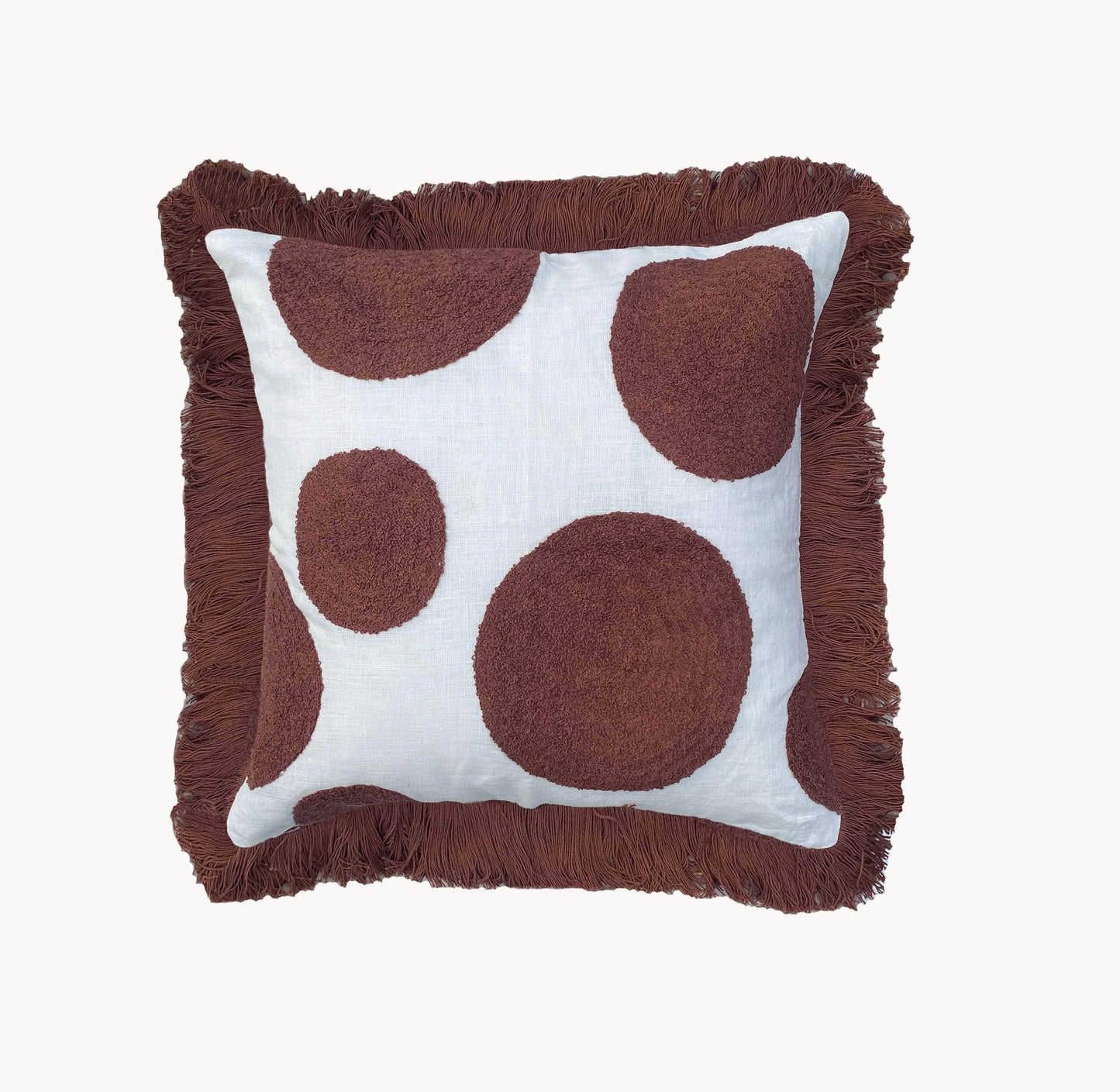 Cinnamon Tufted Linen Cushion Cover