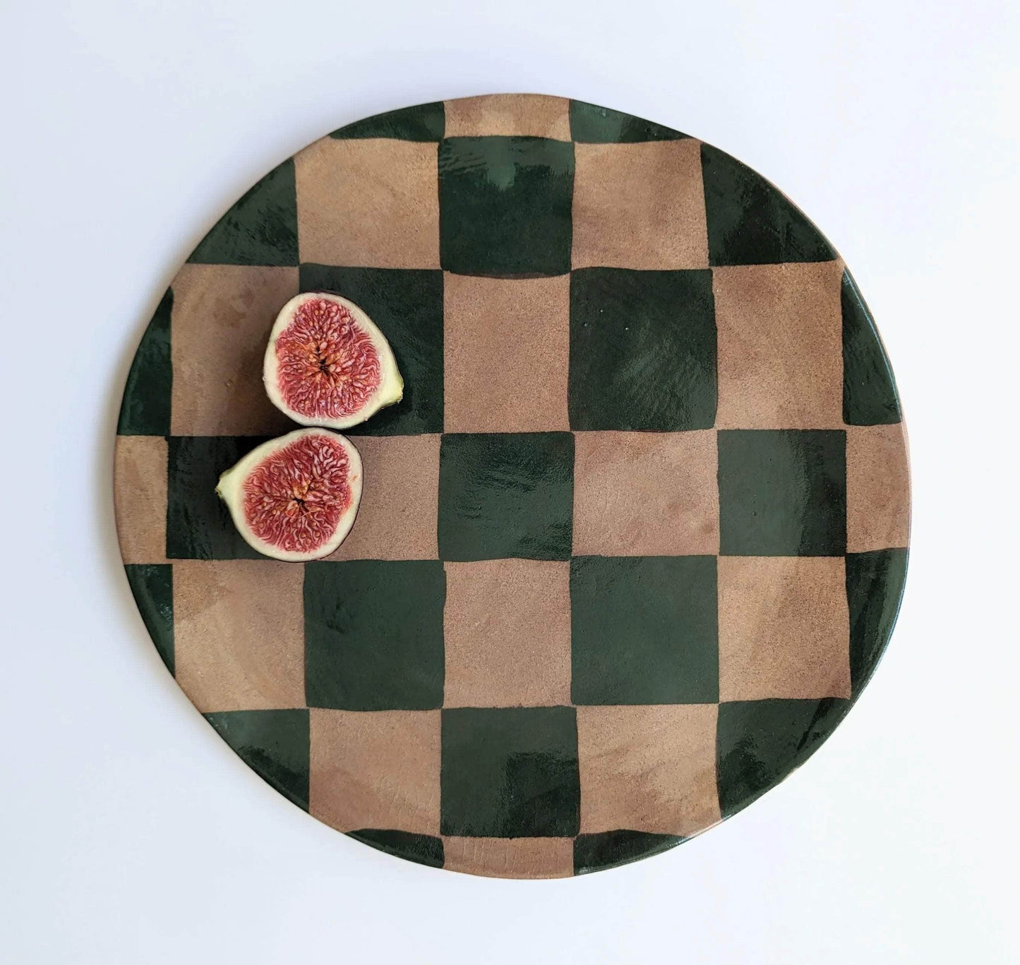 Green Check Serving Platter