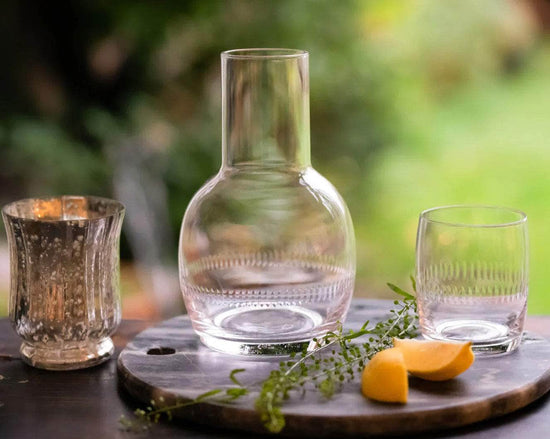 A Crystal Carafe Set with Spears Design