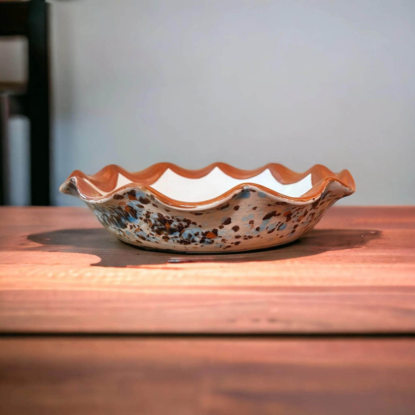 Hand-painted Sspeckled Scalloped Pasta Bowl