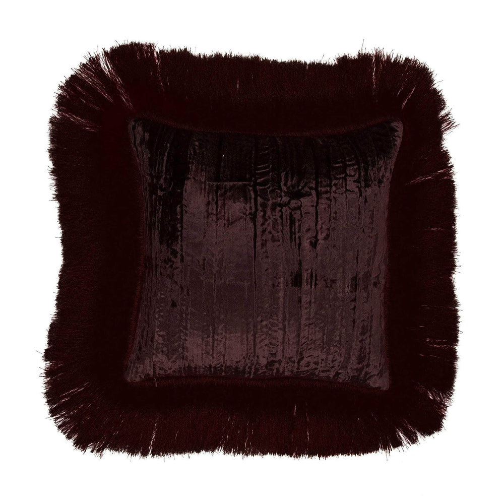 Silk twill and velvet blue fringed Santa Maria Silk Cushion