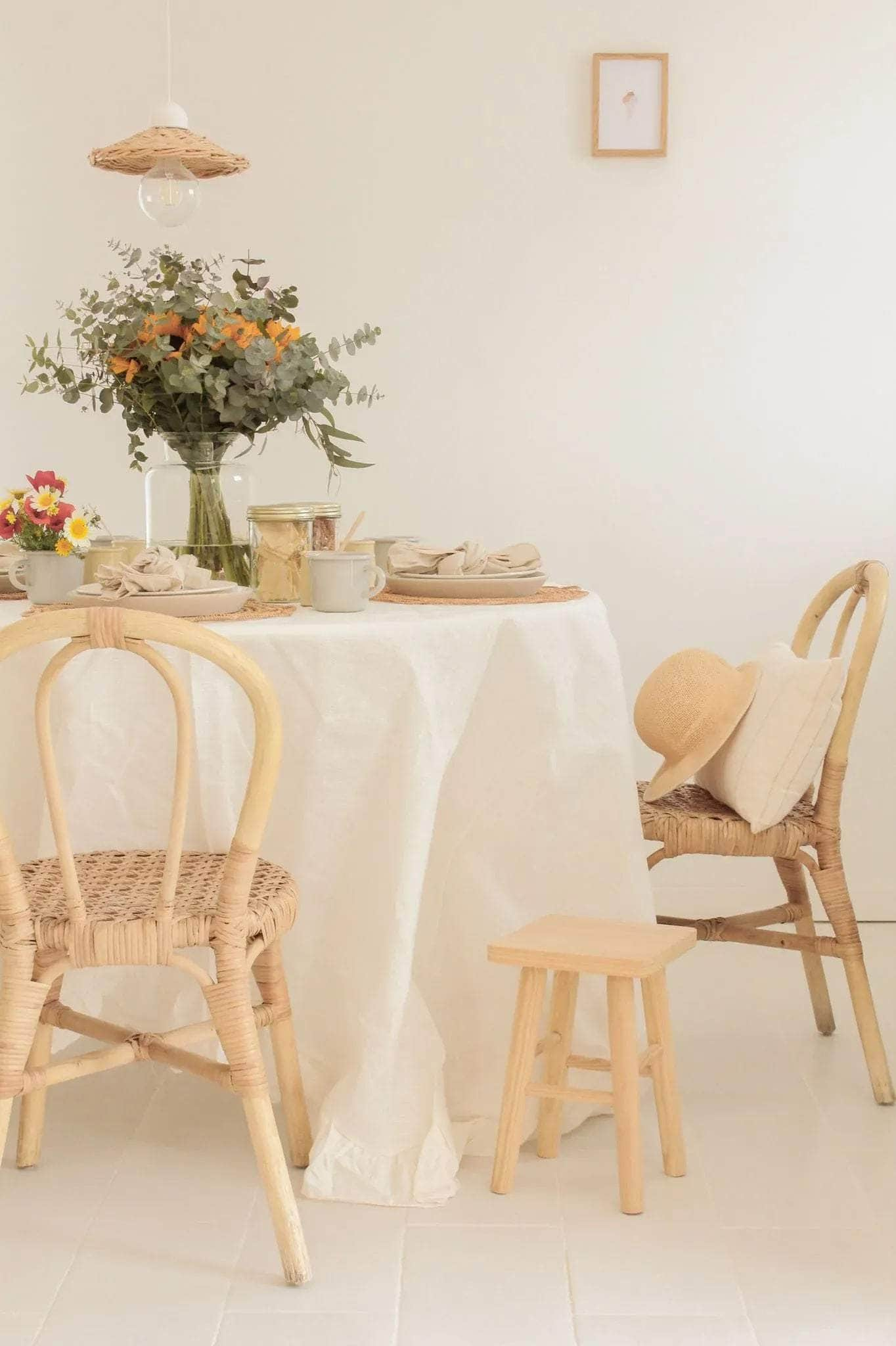 Ruffle Linen Tablecloth, Ivory