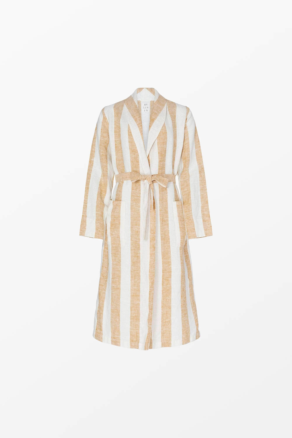 Yellow + White Linen Bathrobe