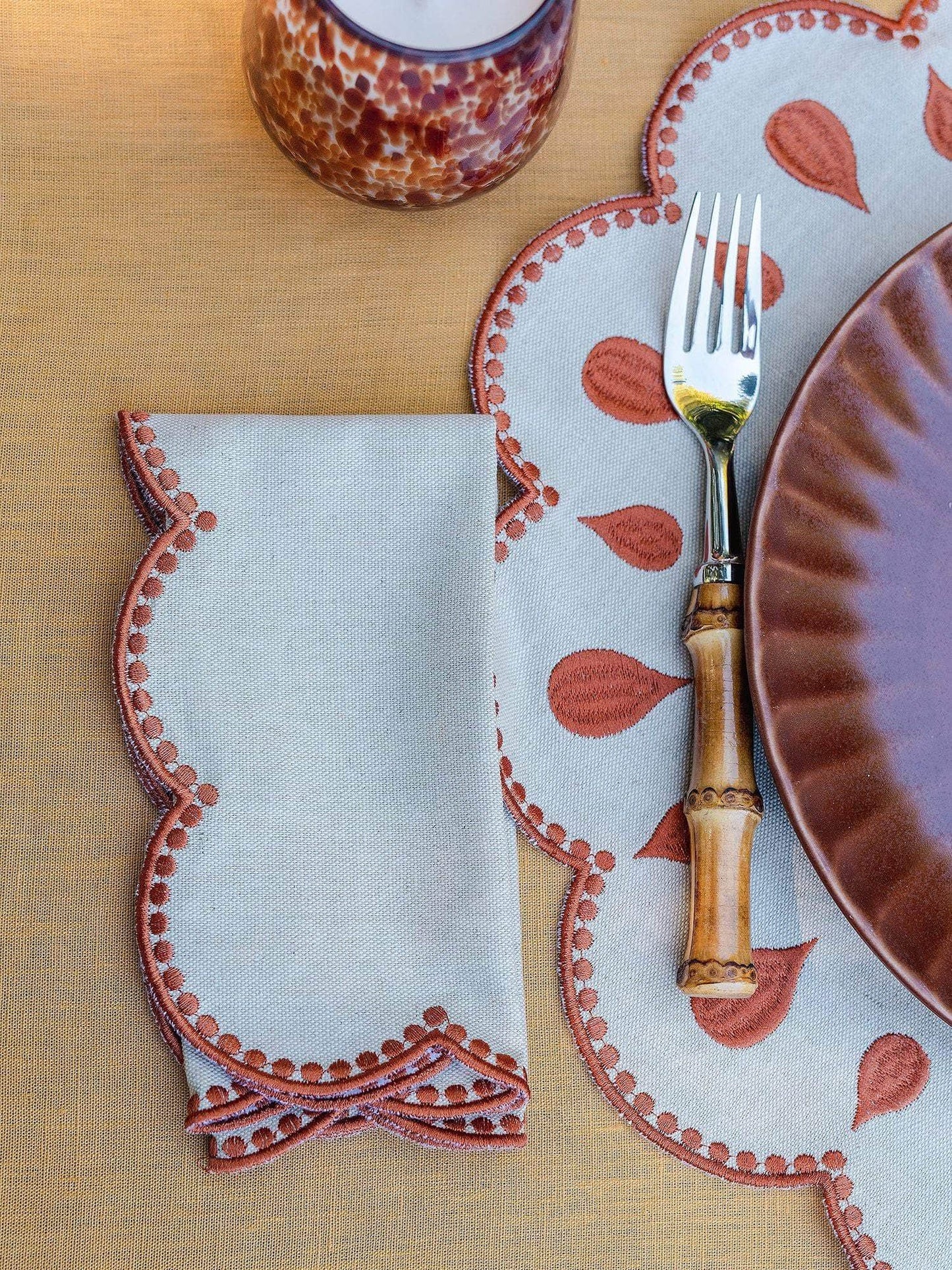 Gotas Napkin, Beige with Terracota