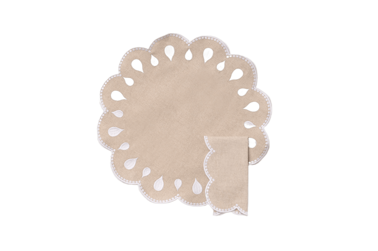 Gotas Napkin, Beige with White