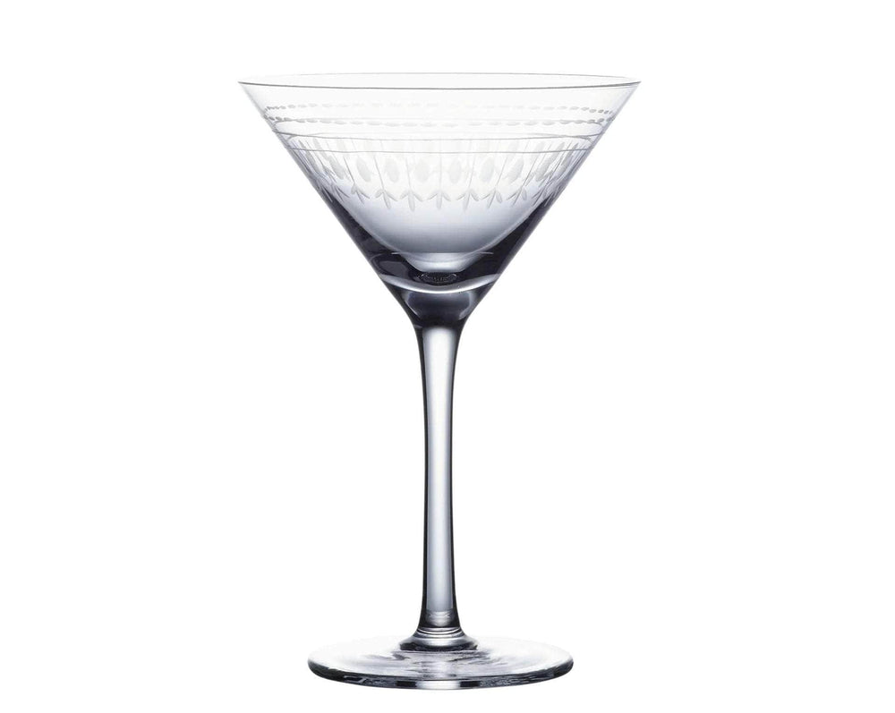 A Pair of Crystal Martini Glasses with Ovals Design