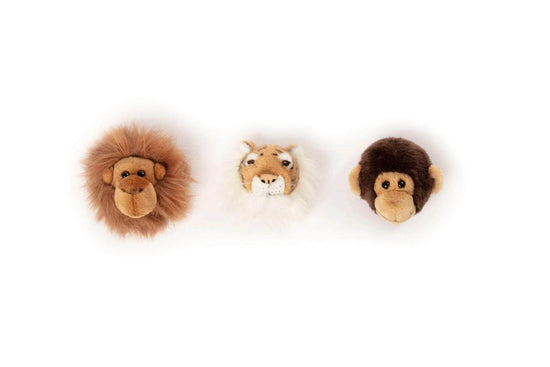 Jungle Box Set of 3 Wall Mini Mounted Plush Heads