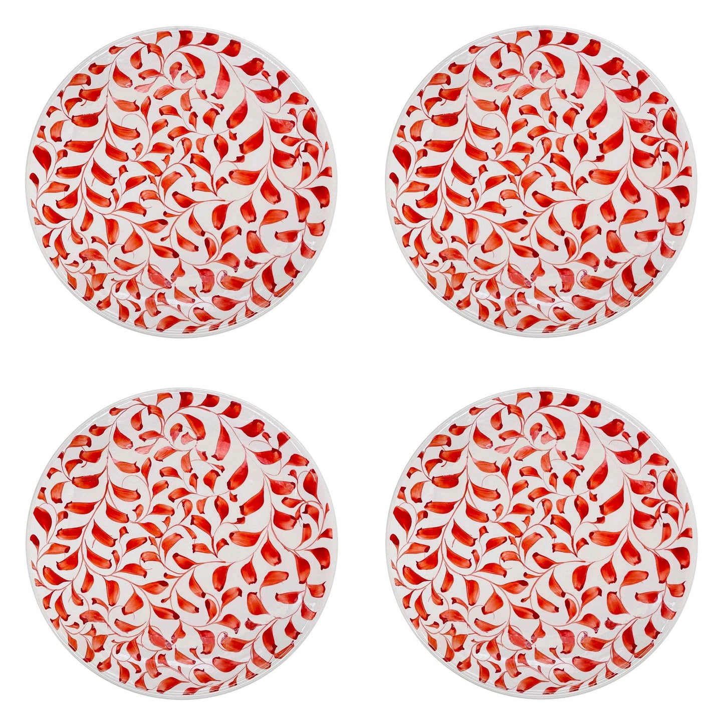 Dinner Plate, in Red, Scroll, Set of Four