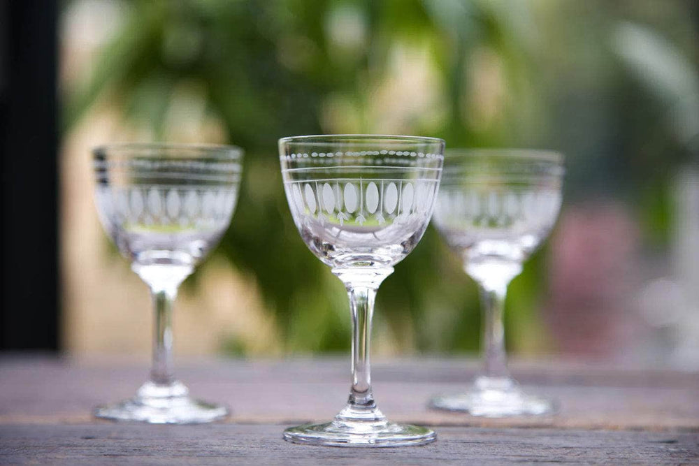 Crystal Liqueur Glasses with Ovals Design