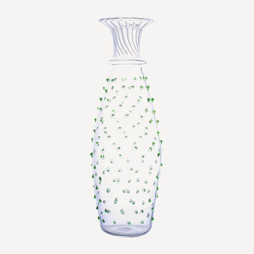 Green Pom Glass Carafe