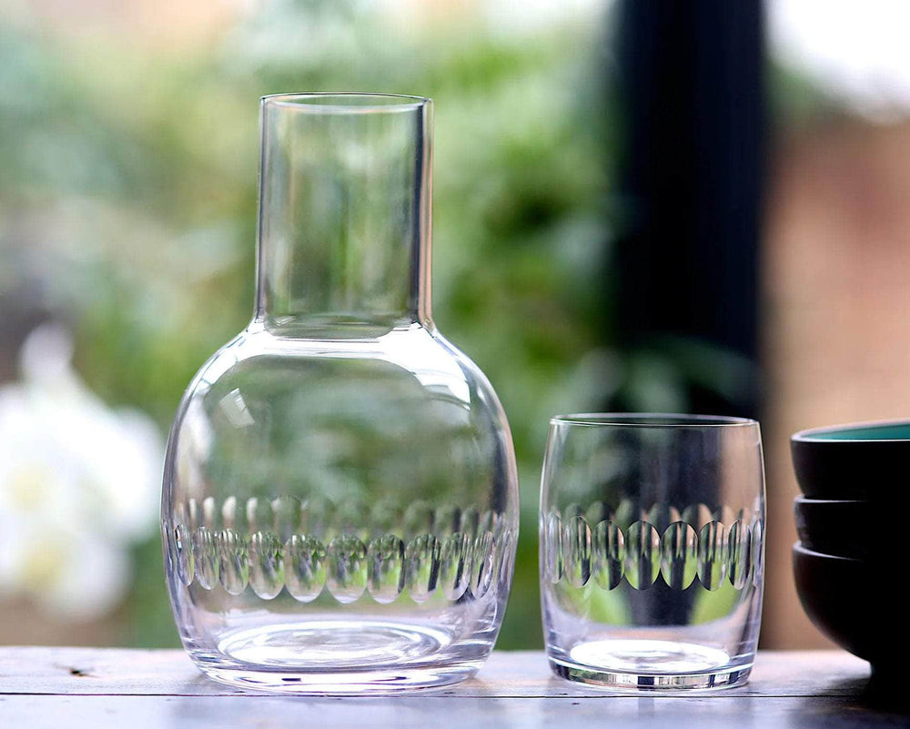 A Crystal Carafe Set with Lens Design