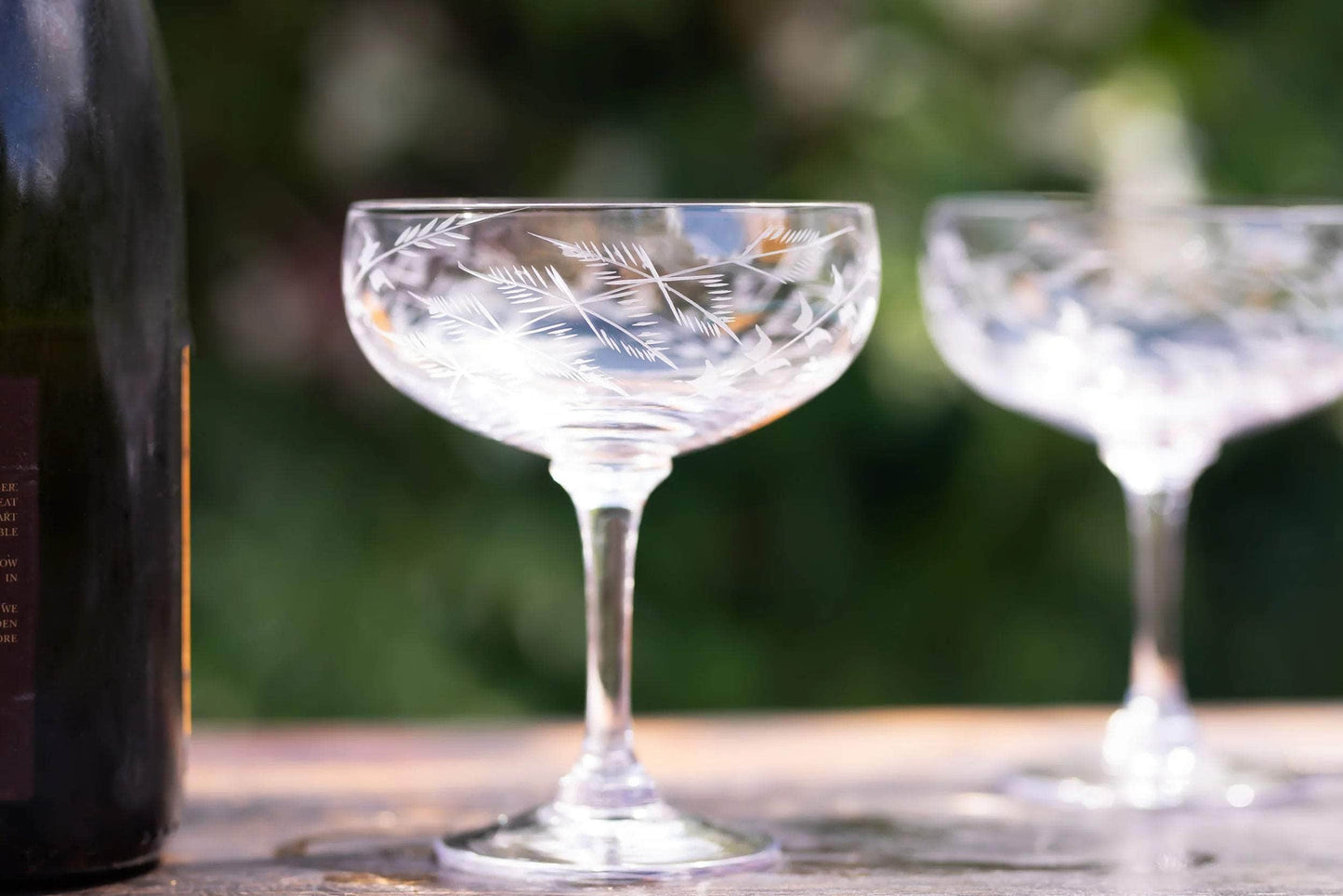 Crystal Cocktail Glasses with Fern Design