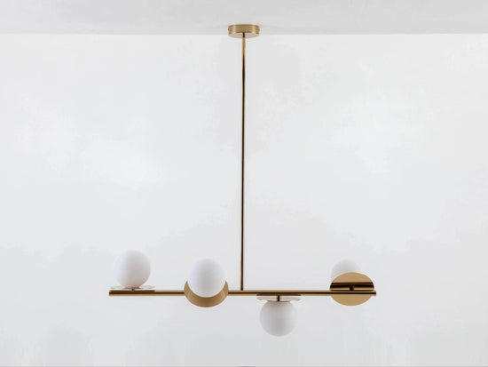 Brass opal disc ceiling light