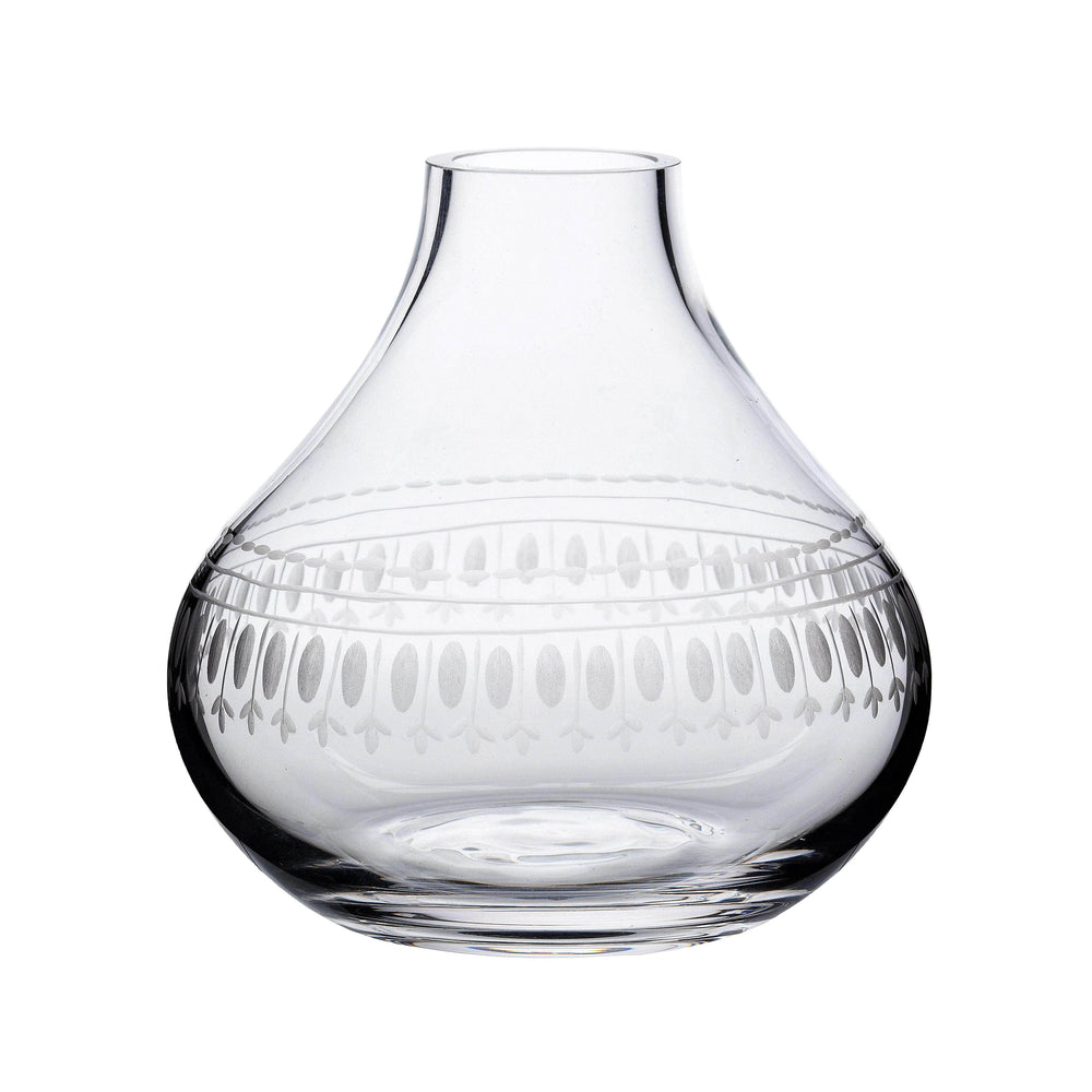 A Small Crystal Vase with Ovals Design