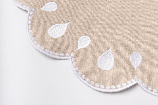 Drops Placemat, Beige with White