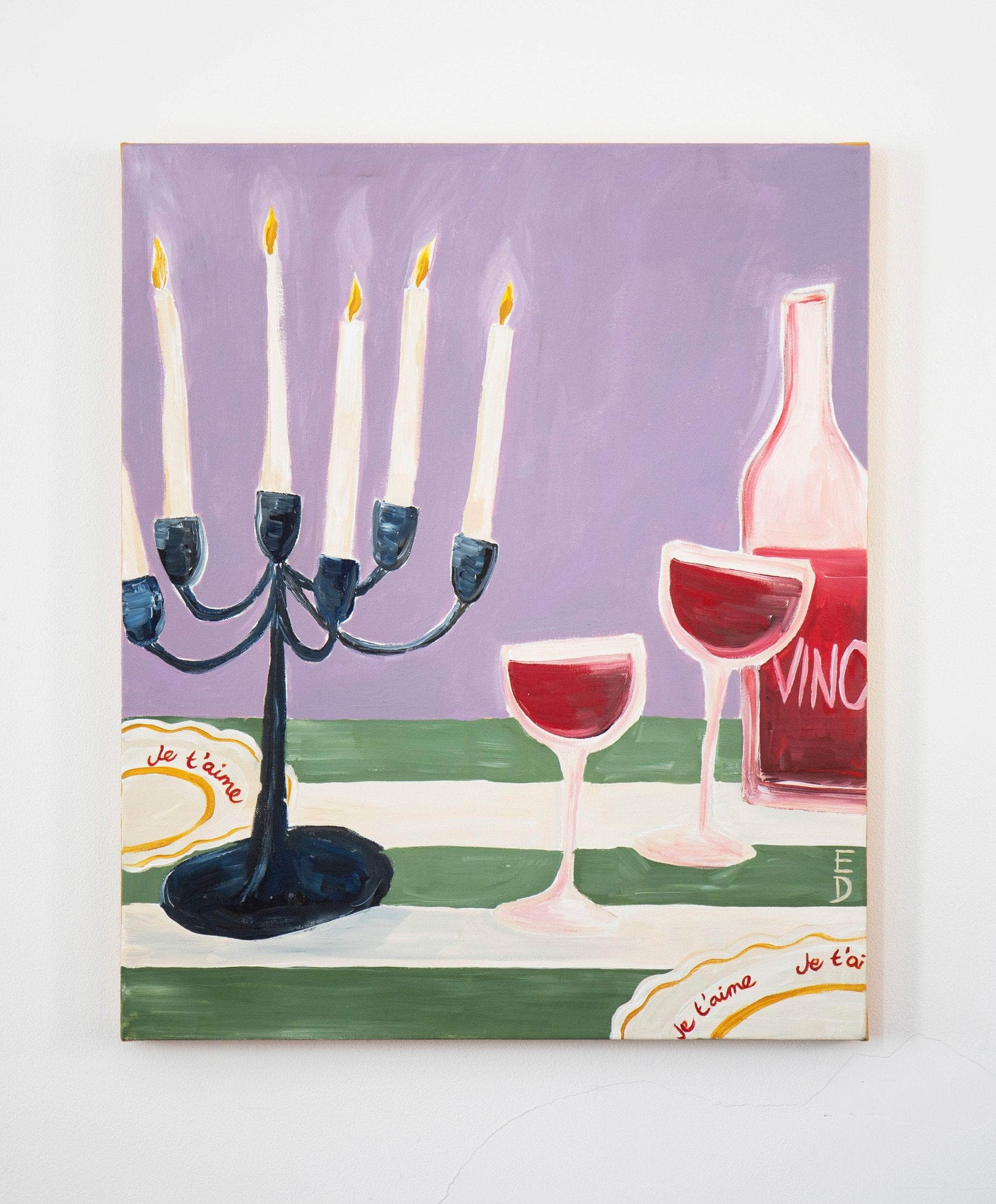 Candelabra & Vino Acrylic Painting