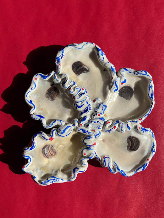 Oyster Serving Dish with Red Buds