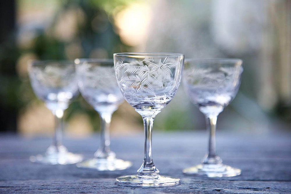 Crystal Liqueur Glasses with Fern Design