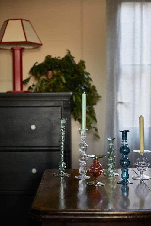 Ombo Glass Candlestick - Blue