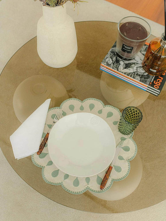 Gotas Placemat, Beige with Green