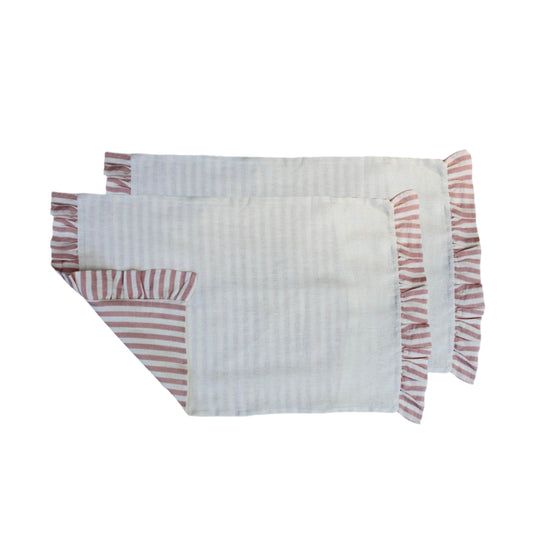 Blush Candy Stripe Set of two Pillow Slips