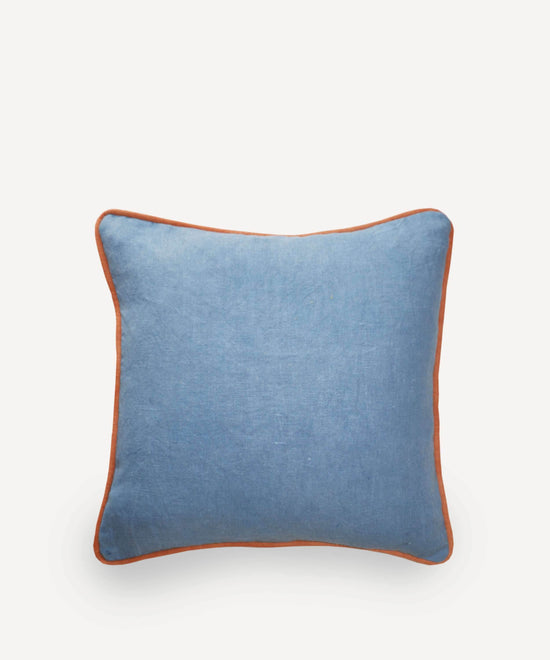 Contrast Cushion in Blue and Terracotta